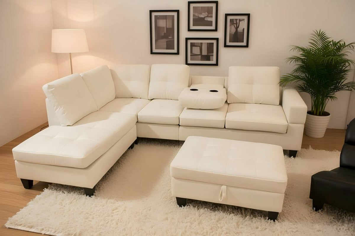 Noir Luxe Convertible Sectional with Storage Ottoman