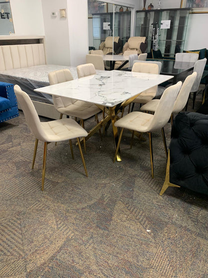 Modern Ceramic Dining Table Set – 7 Piece
