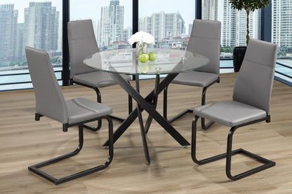 Round Glass Black Dining Set 5pc