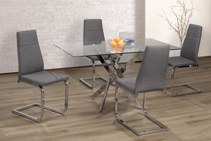 Modern Glass Dining Set With Chairs 7pc