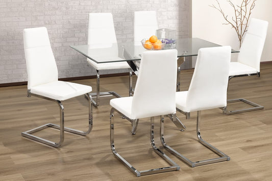 Modern Glass Dining Set With Chairs 7pc