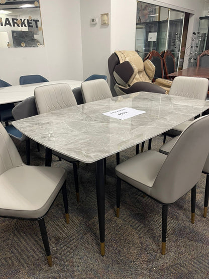 Modern Grey Stone Dining Set – 7 Piece