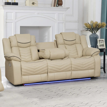 Roger Manual Recliner Air Leather Sofa Set
