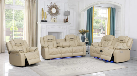 Roger Manual Recliner Air Leather Sofa Set