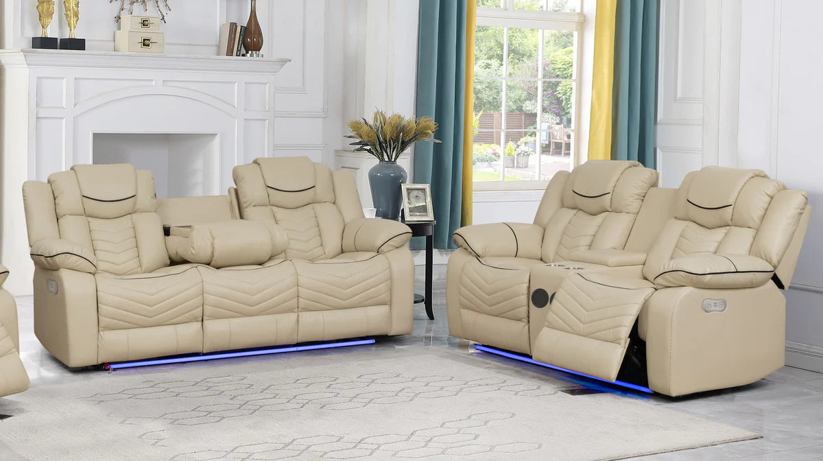 Roger Manual Recliner Air Leather Sofa Set