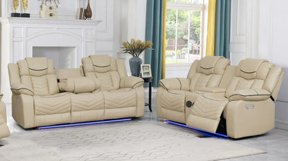 Roger Manual Recliner Air Leather Sofa Set