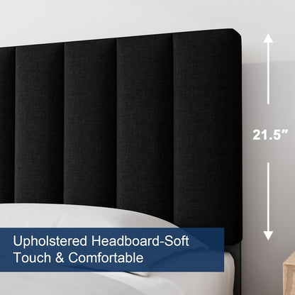 Modern Platform Bed Frame with Vertical Tufted Headboard