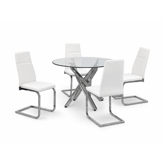 Round Glass Dining Table With Chairs 5pc