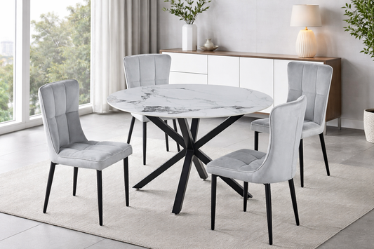 Luna Round Ceramic Dining Set – 5 Piece