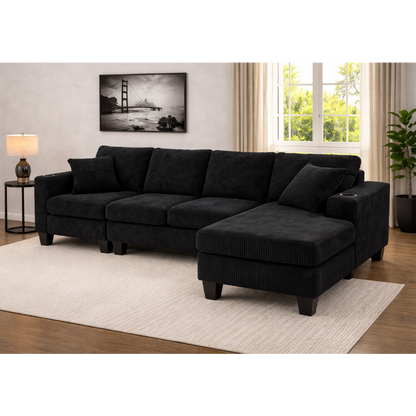 4 Seater Corduroy Sectional Sofa