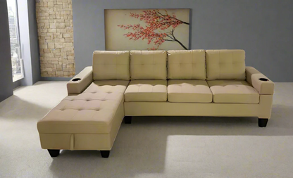 PU Sectional Sofa with Cup Holder 2218