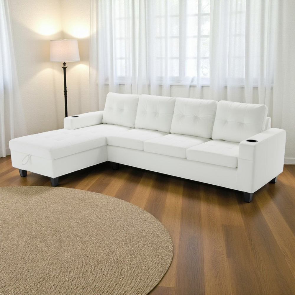 PU Sectional Sofa with Cup Holder 2218
