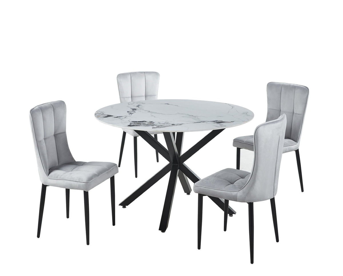 Luna Round Ceramic Dining Set – 5 Piece