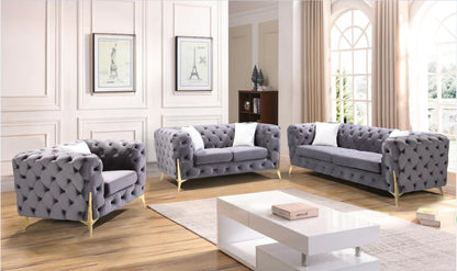 Kalmia Tufted Velvet Sofa Gold Legs