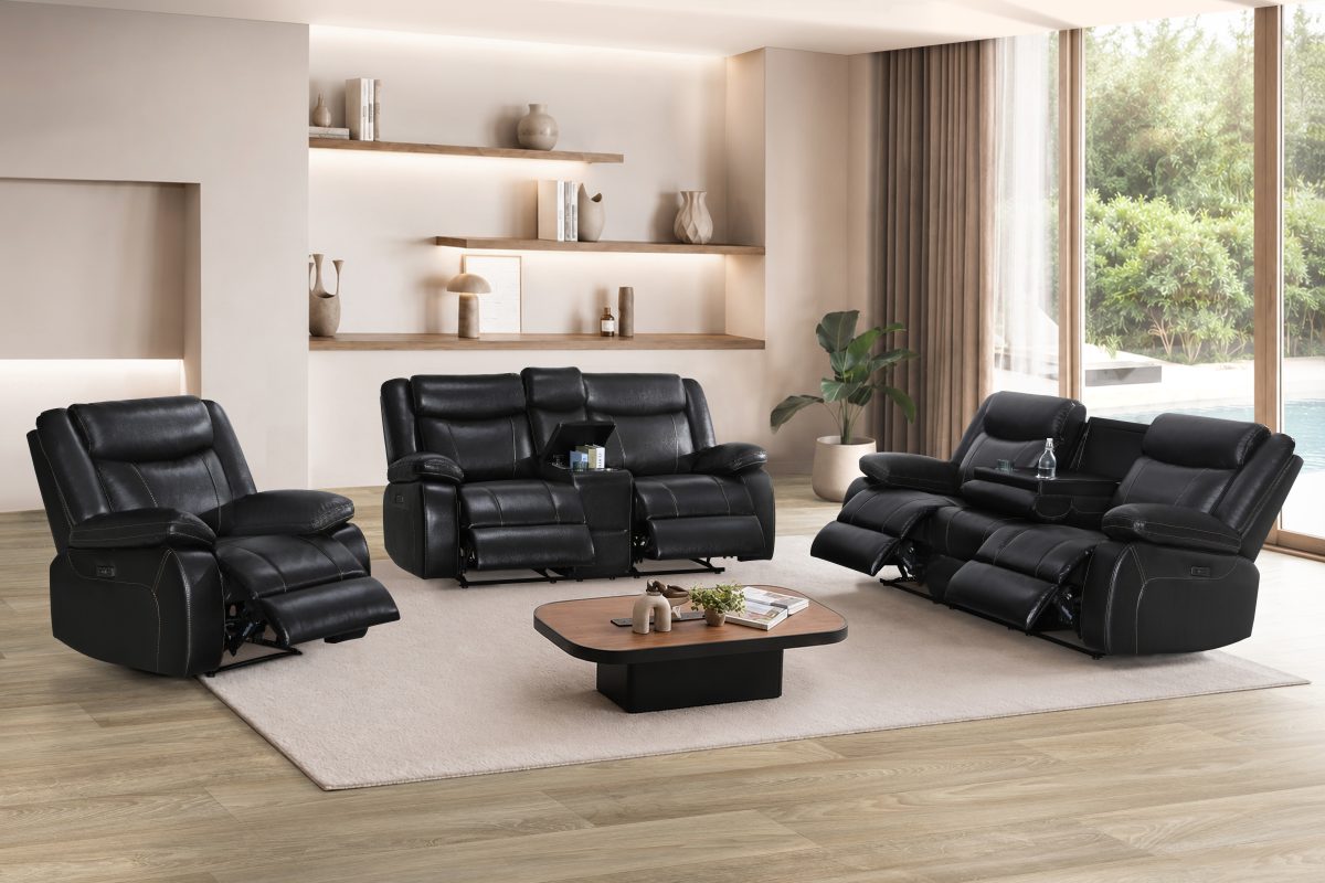 Milan Power Reclining Leather Sofa Set