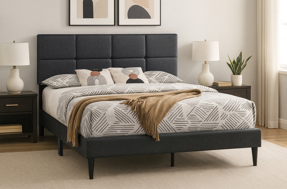 Modern Panel Upholstered Platform Bed