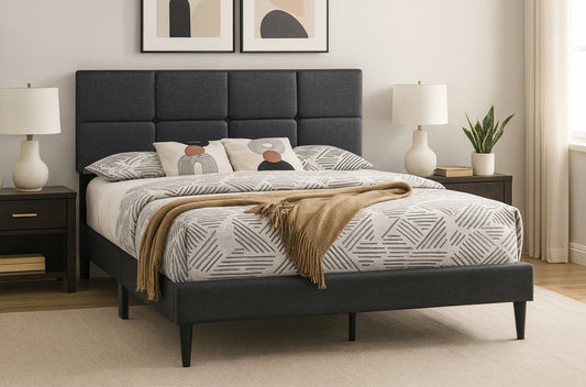 Modern Panel Upholstered Platform Bed