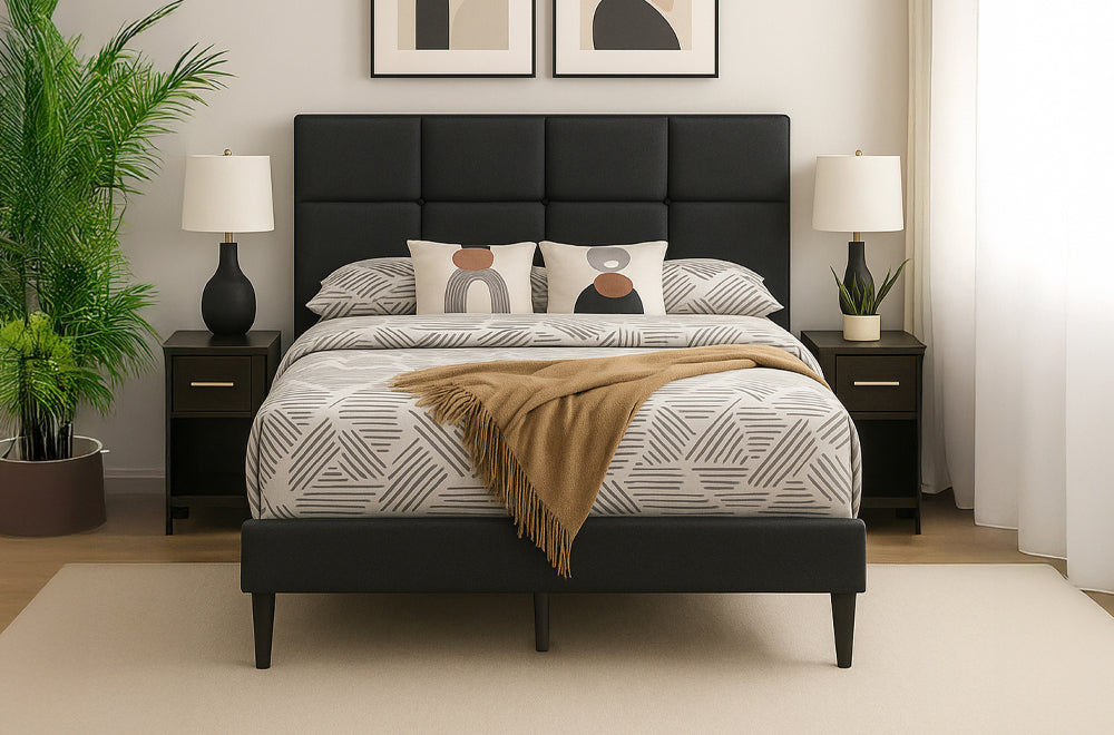 Modern Panel Upholstered Platform Bed