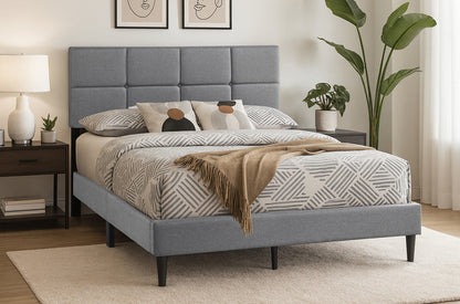 Modern Panel Upholstered Platform Bed