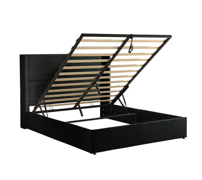 Corduroy Wingback Lift-Up Storage Bed