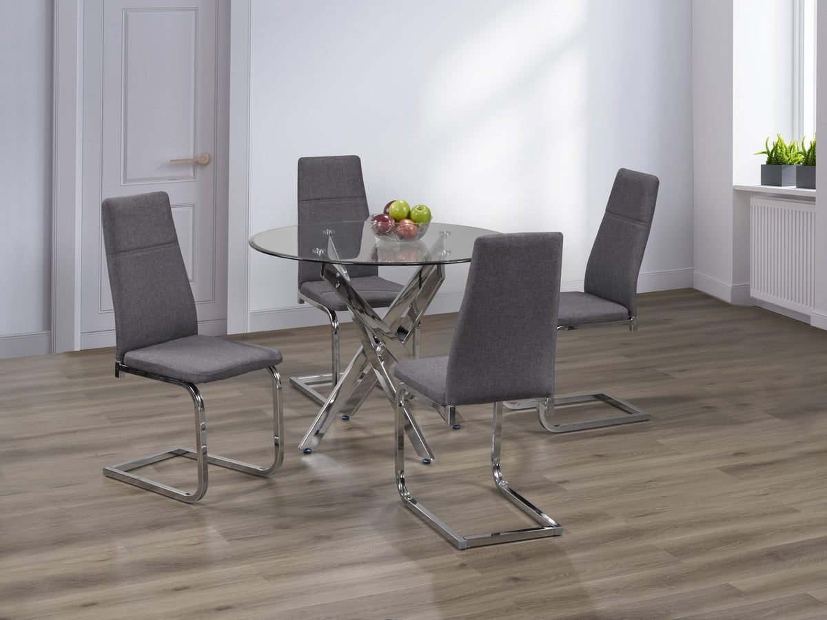 Round Glass Dining Table With Chairs 5pc