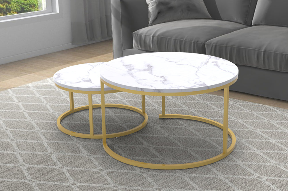 Monaco Marble Nesting Coffee Table Set