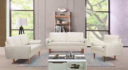 Velvet Sofa Set With Wooden Legs
