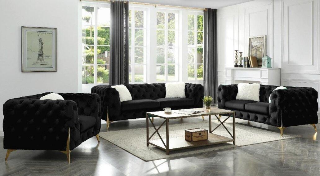 Kalmia Tufted Velvet Sofa Gold Legs