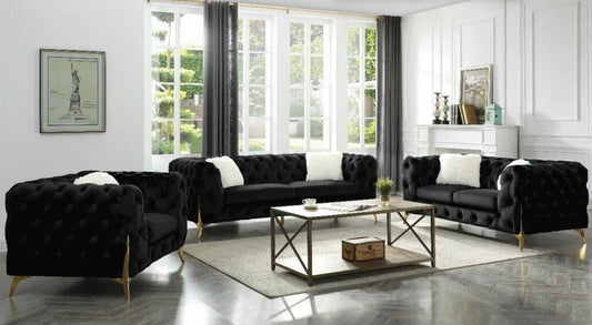 Kalmia Tufted Velvet Sofa Gold Legs
