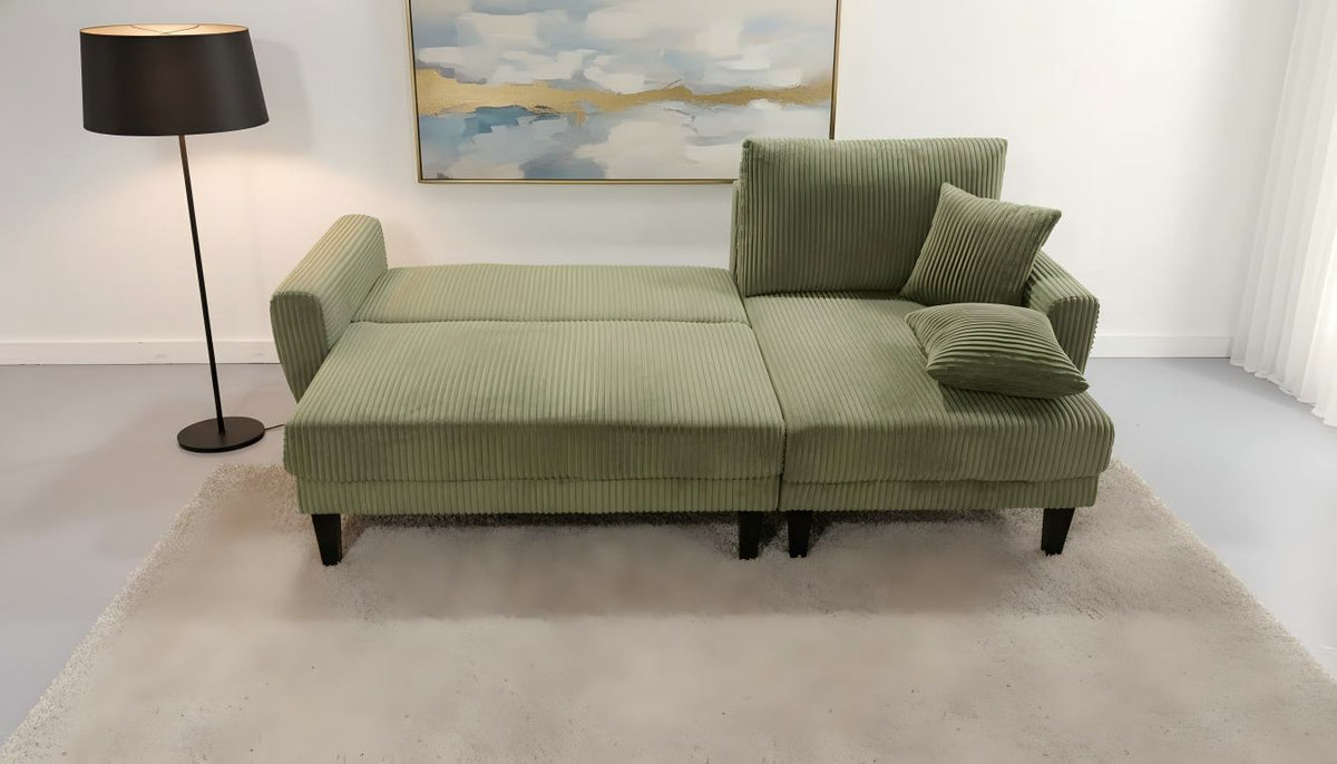 Aria Corduroy Reversible Pullout Sofa Bed Sectional