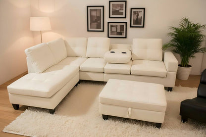 Noir Luxe Convertible Sectional with Storage Ottoman