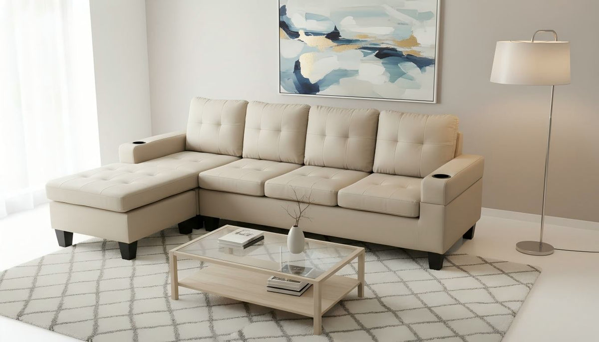 PU Leather 4 Seater Sectional Sofa