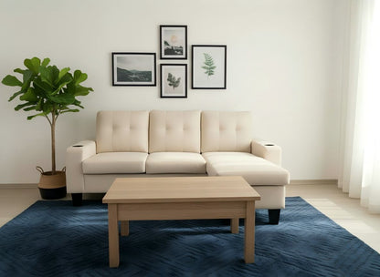 3 Seater Couch with Switchable Ottoman and Cup Holders