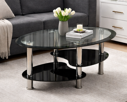 Luna Oval Glass Coffee Table
