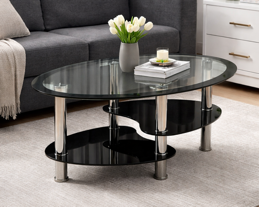 Luna Oval Glass Coffee Table