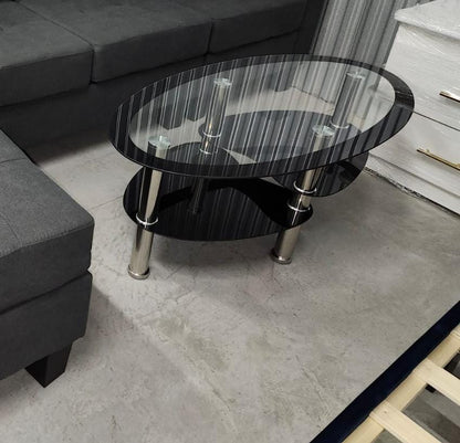 Luna Oval Glass Coffee Table